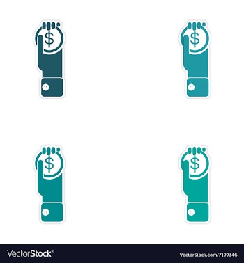 Set of stylish sticker on paper Money in hand vector image