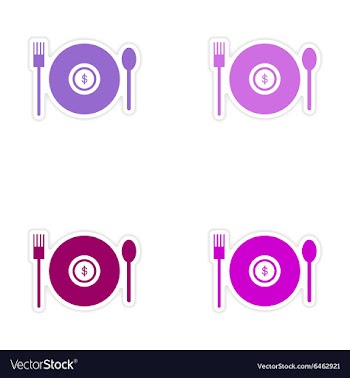 Set of stylish sticker on paper money in plate vector image