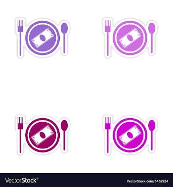 Set of stylish sticker on paper money in plate vector image