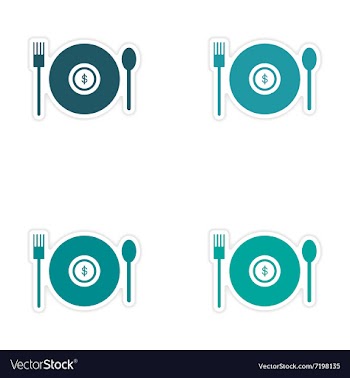Set of stylish sticker on paper money in plate vector image
