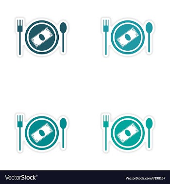 Set of stylish sticker on paper money in plate vector image