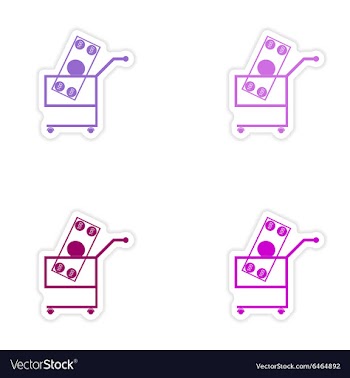 Set of stylish sticker on paper money in trolley vector image