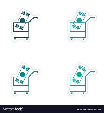 Set of stylish sticker on paper money in trolley vector image