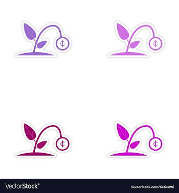 Set of stylish sticker on paper Money plant vector image