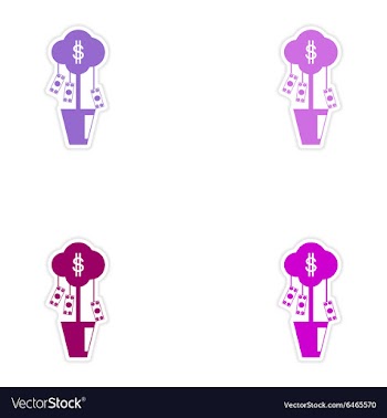 Set of stylish sticker on paper money tree and vector image