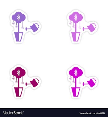 Set of stylish sticker on paper Money Tree and vector image