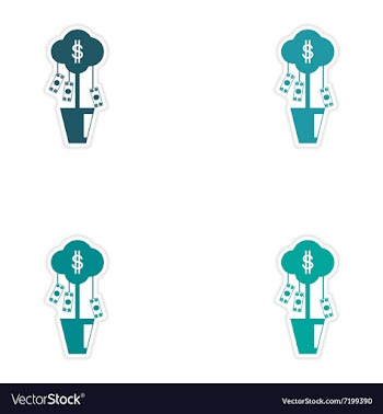 Set of stylish sticker on paper money tree and vector image