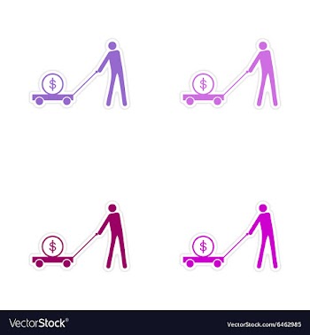Set of stylish sticker on paper people money in vector image