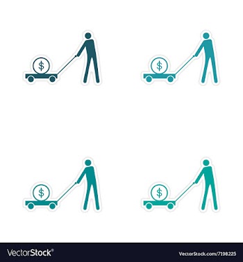 Set of stylish sticker on paper people money in vector image