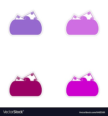Set of stylish sticker on paper purse and money vector image