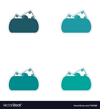 Set of stylish sticker on paper purse and money vector image