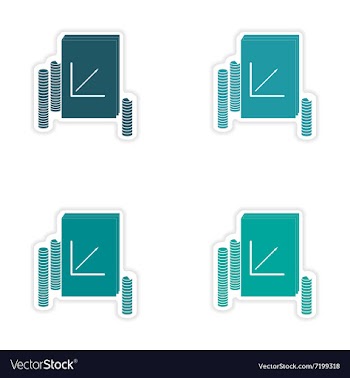Set of stylish sticker on paper Report and coins vector image