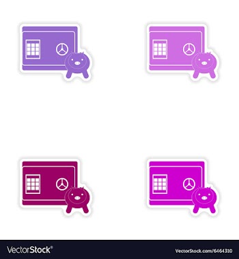 Set of stylish sticker on paper safe and piggy vector image