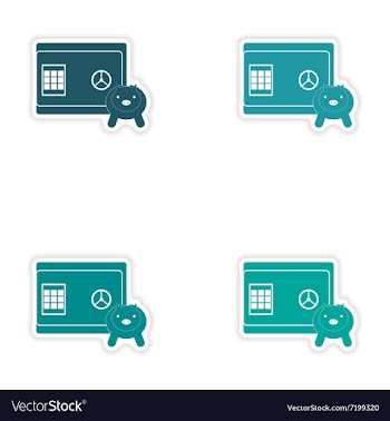 Set of stylish sticker on paper safe and piggy vector image