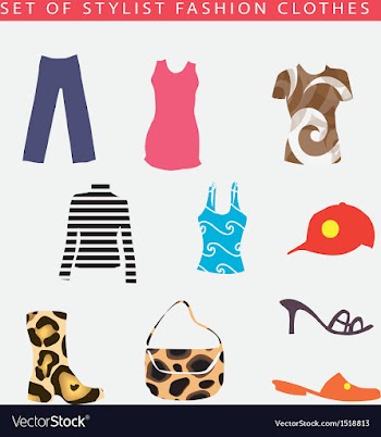  					Set of stylist fashion clothes vector image														