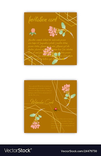 Set of summer vintage floral greeting card with vector image