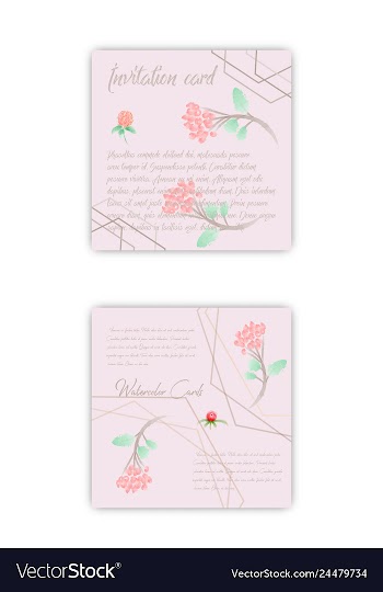 Set of summer vintage floral greeting card with vector image