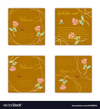 Set of summer vintage floral greeting card with vector image