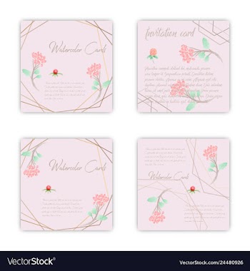 Set of summer vintage floral greeting card with vector image