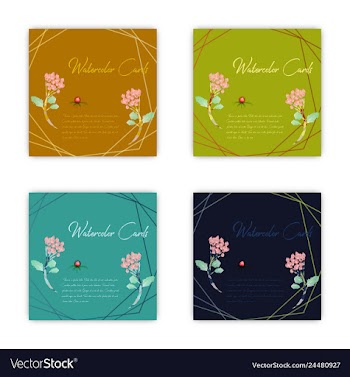 Set of summer vintage floral greeting card with vector image