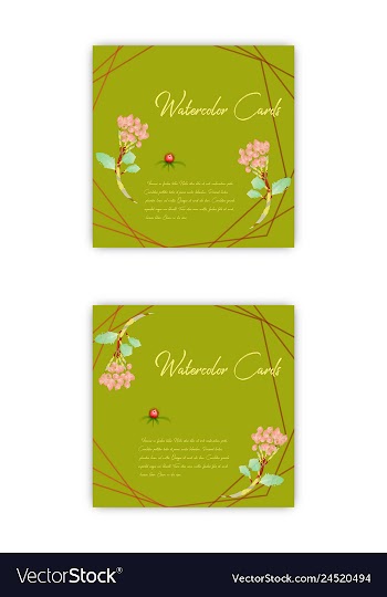 Set of summer vintage floral greeting card with vector image