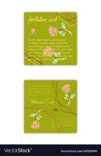 Set of summer vintage floral greeting card with vector image