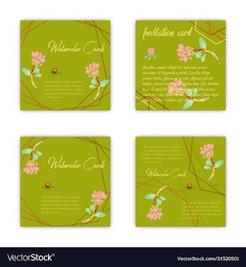 Set of summer vintage floral greeting card with vector image