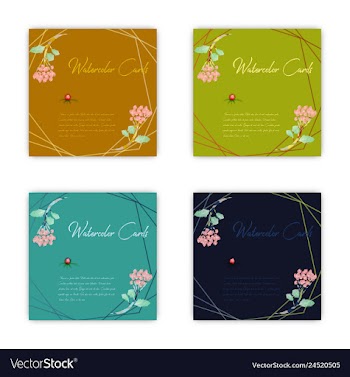 Set of summer vintage floral greeting card with vector image