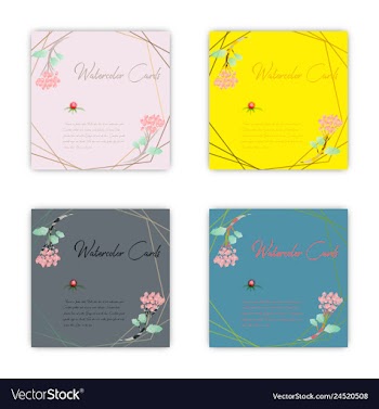 Set of summer vintage floral greeting card with vector image