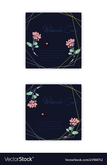 Set of summer vintage floral greeting card with vector image