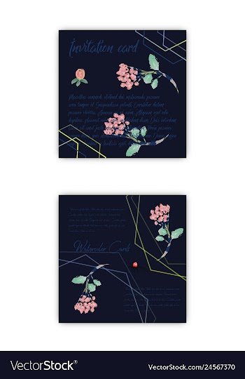 Set of summer vintage floral greeting card with vector image