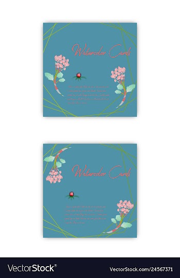 Set of summer vintage floral greeting card with vector image