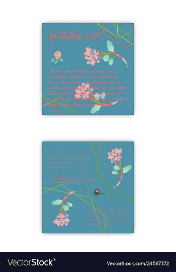 Set of summer vintage floral greeting card with vector image