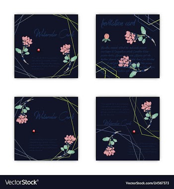 Set of summer vintage floral greeting card with vector image
