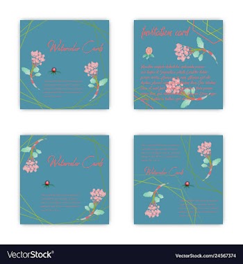 Set of summer vintage floral greeting card with vector image