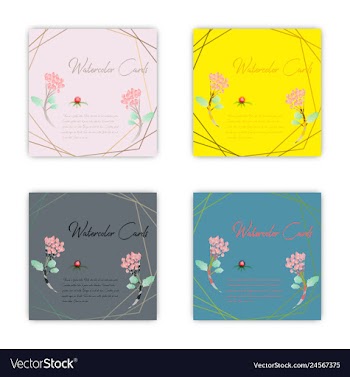 Set of summer vintage floral greeting card with vector image