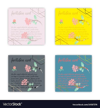 Set of summer vintage floral greeting card with vector image