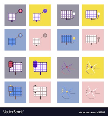 Set of sun energy icons on color backgrounds vector image