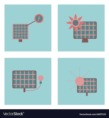 Set of sun energy icons on color backgrounds vector image