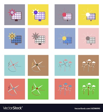 Set of sun energy icons on color backgrounds vector image