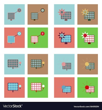 Set of sun energy icons on color backgrounds vector image