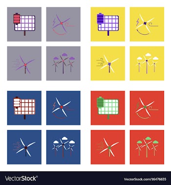 Set of sun energy icons on color backgrounds vector image