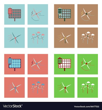 Set of sun energy icons on color backgrounds vector image