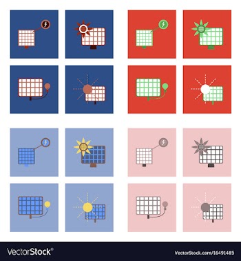 Set of sun energy icons on color backgrounds vector image