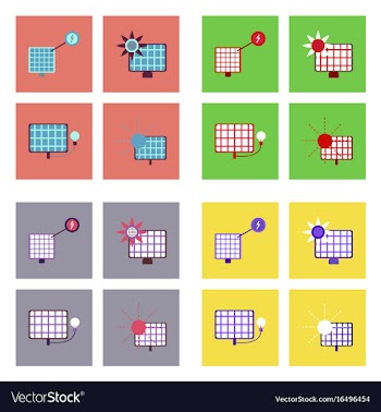 Set of sun energy icons on color backgrounds vector image