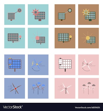 Set of sun energy icons on color backgrounds vector image