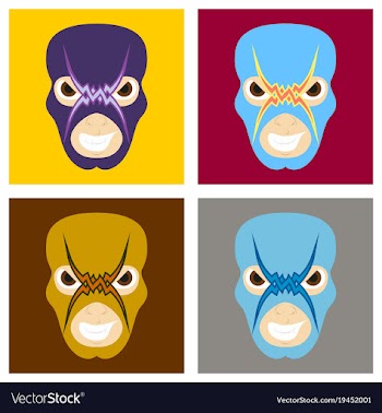 Set of super hero in mask icon in flat style vector image
