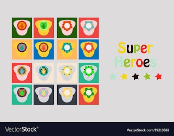 Set of superhero color flat badges emblems logos vector image