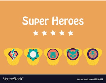 Set of superhero color flat badges emblems logos vector image