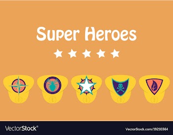 Set of superhero color flat badges emblems logos vector image